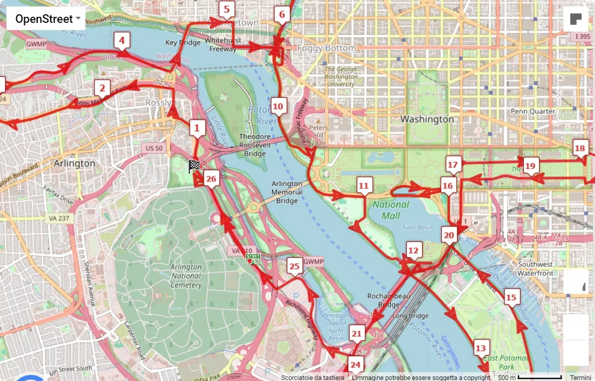 Marine Marathon 2024, mappa percorso gara 42.195 km