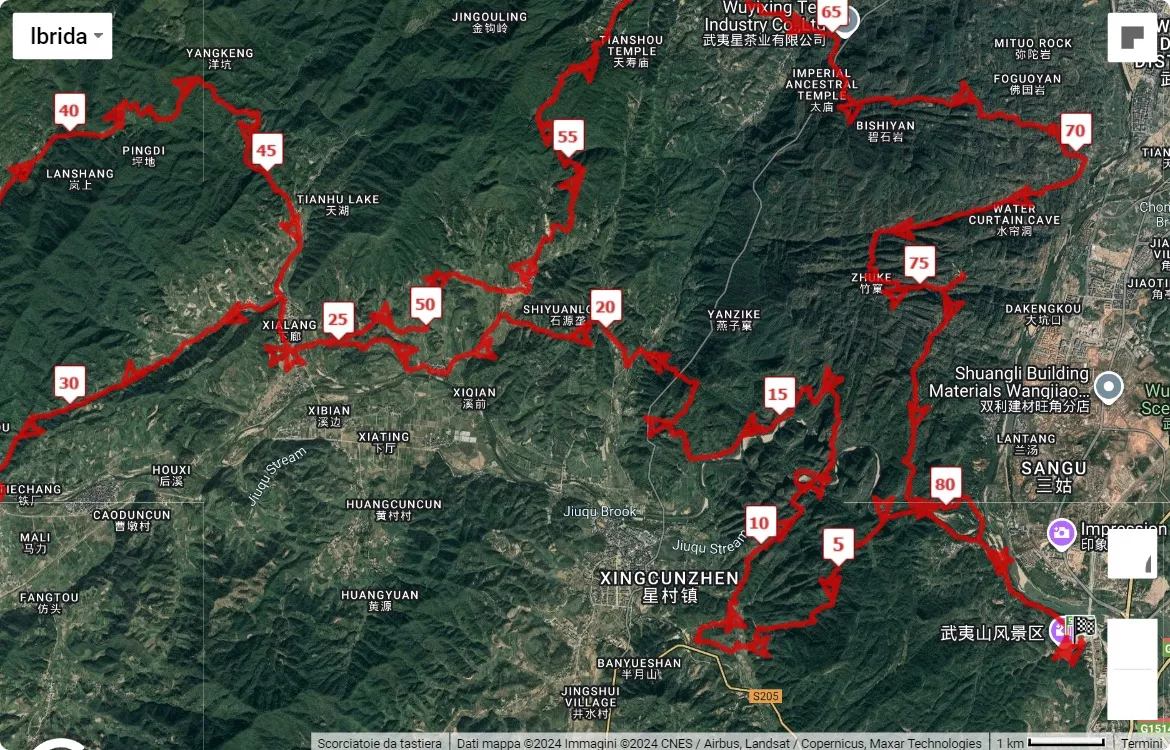 Wuyi Trail Race, 85 km race course map