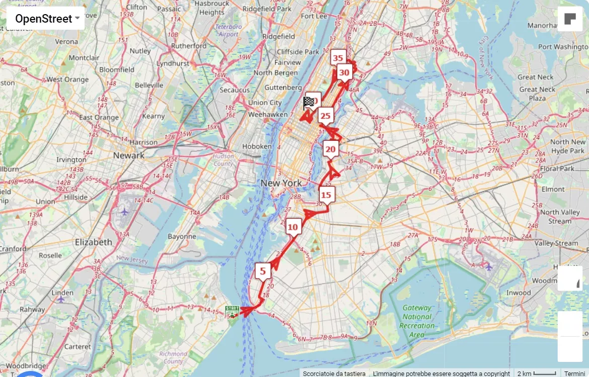 TCS New York City Marathon 2024, 42.195 km race course map