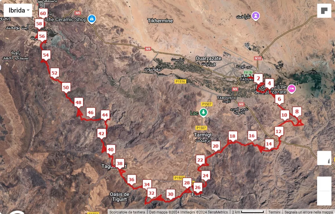 Ultra X Morocco 2024, mappa percorso gara 60 km