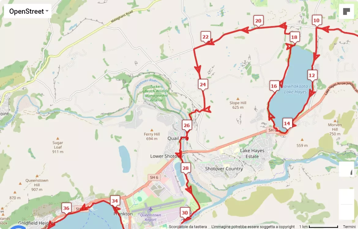 race course map Queenstown International Realty Marathon 2024