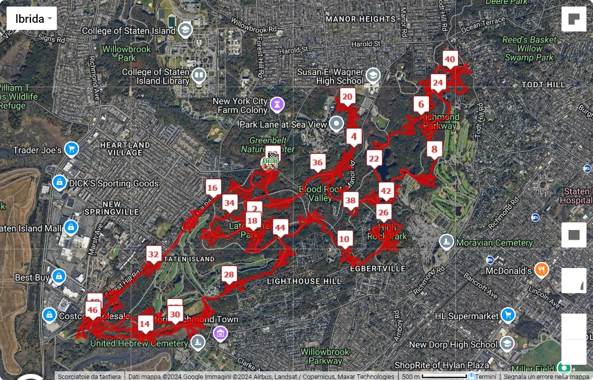 mappa percorso di gara NYC Trail Mix 2024