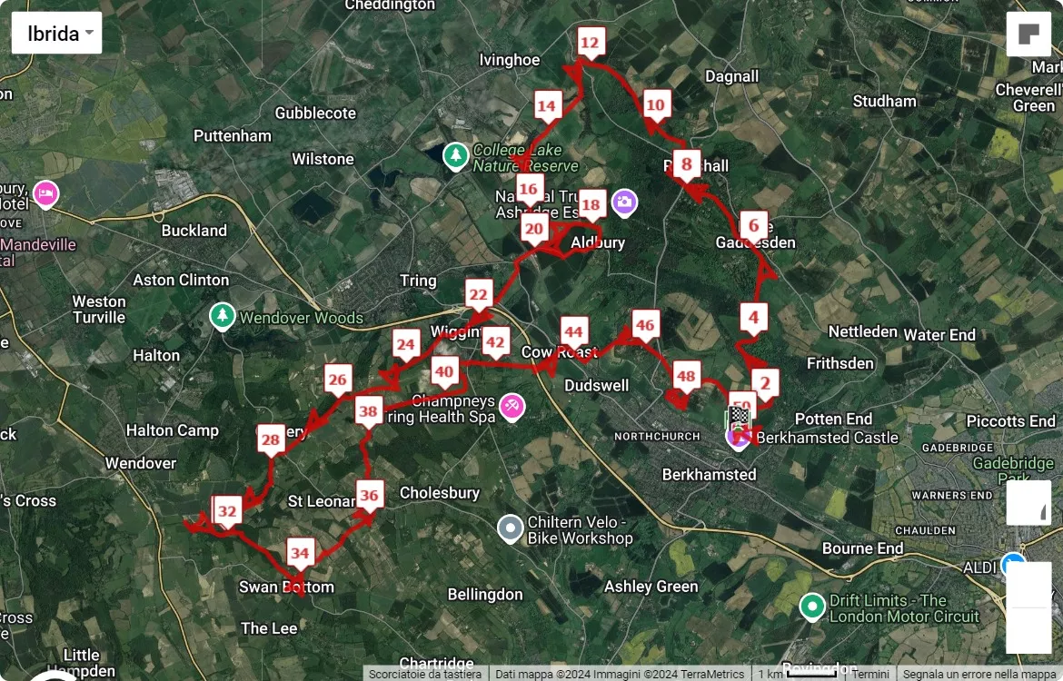 race course map Chiltern Ridge Winter 50K