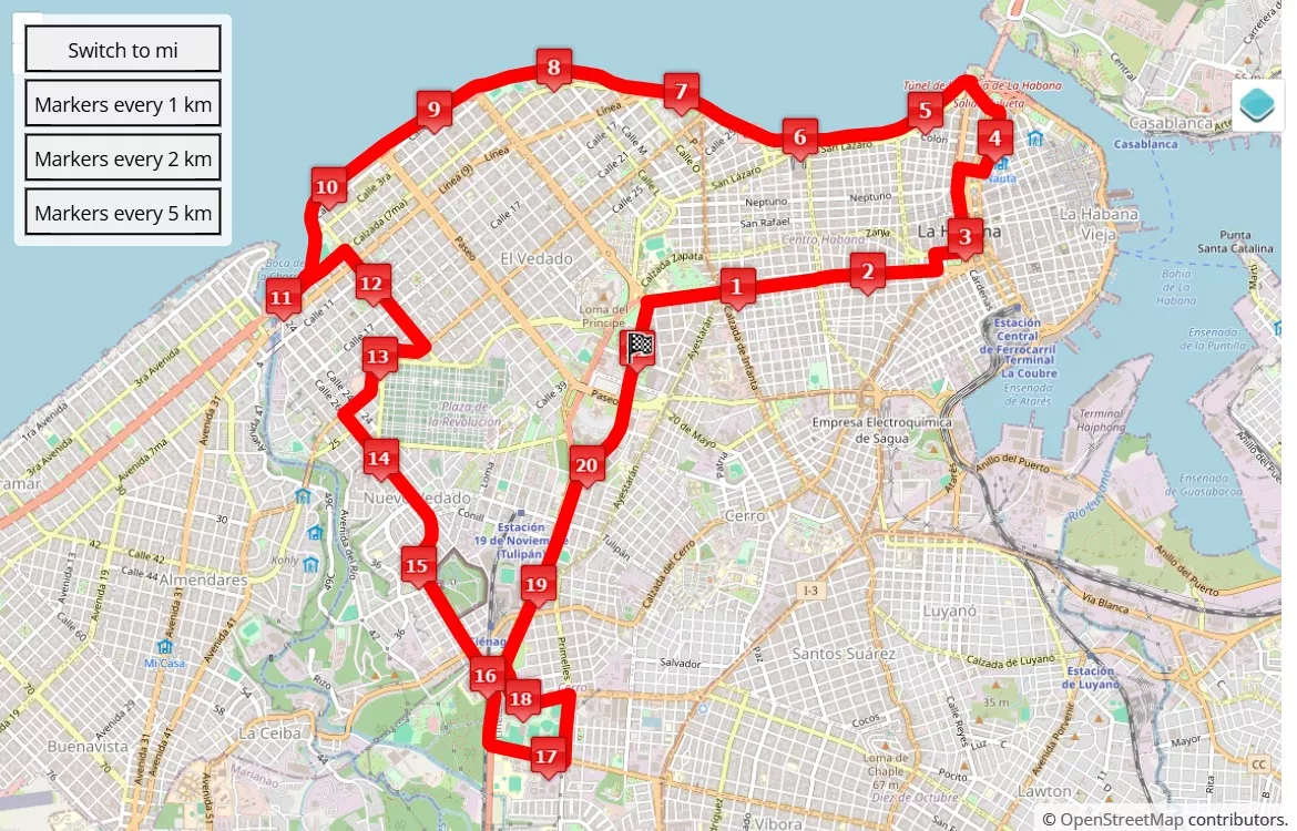 race course map Maratón de La Habana-MARABANA