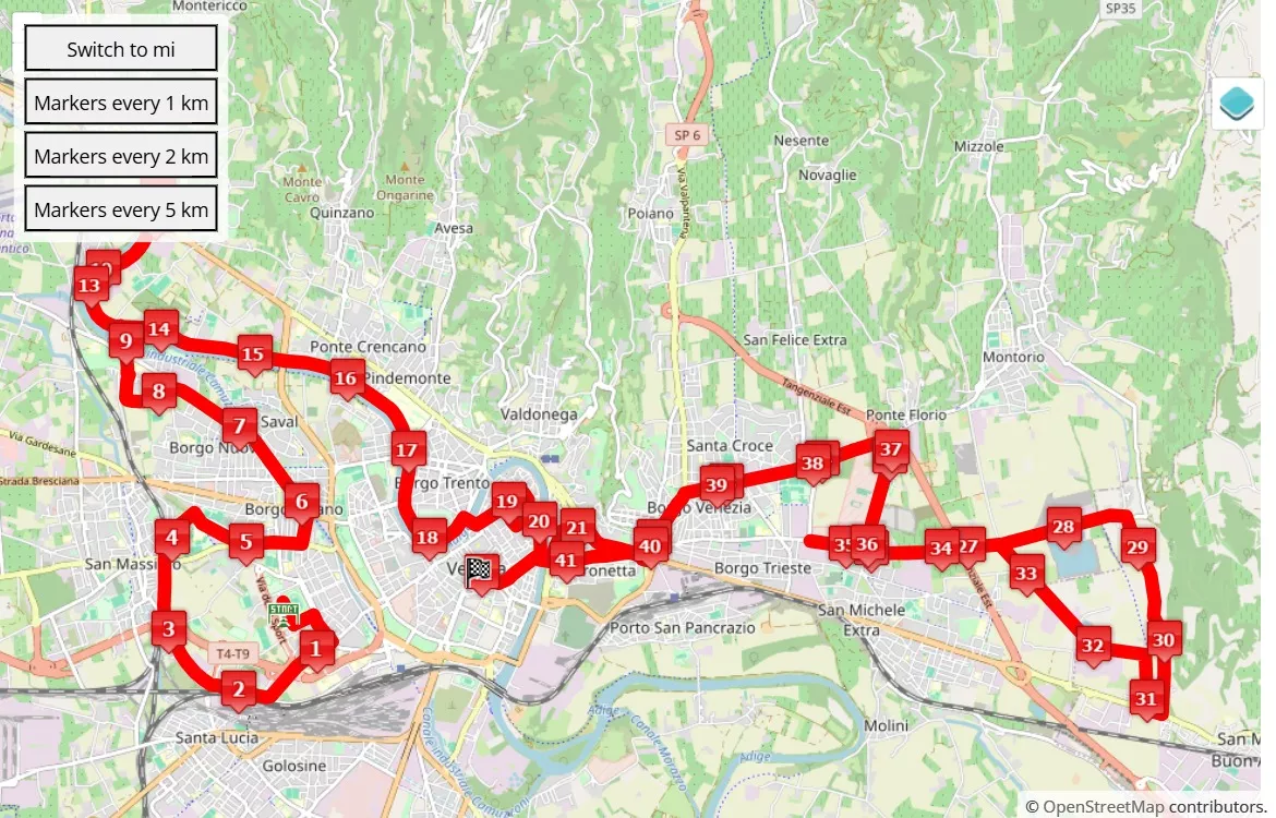 race course map Eurospin Verona Run Marathon