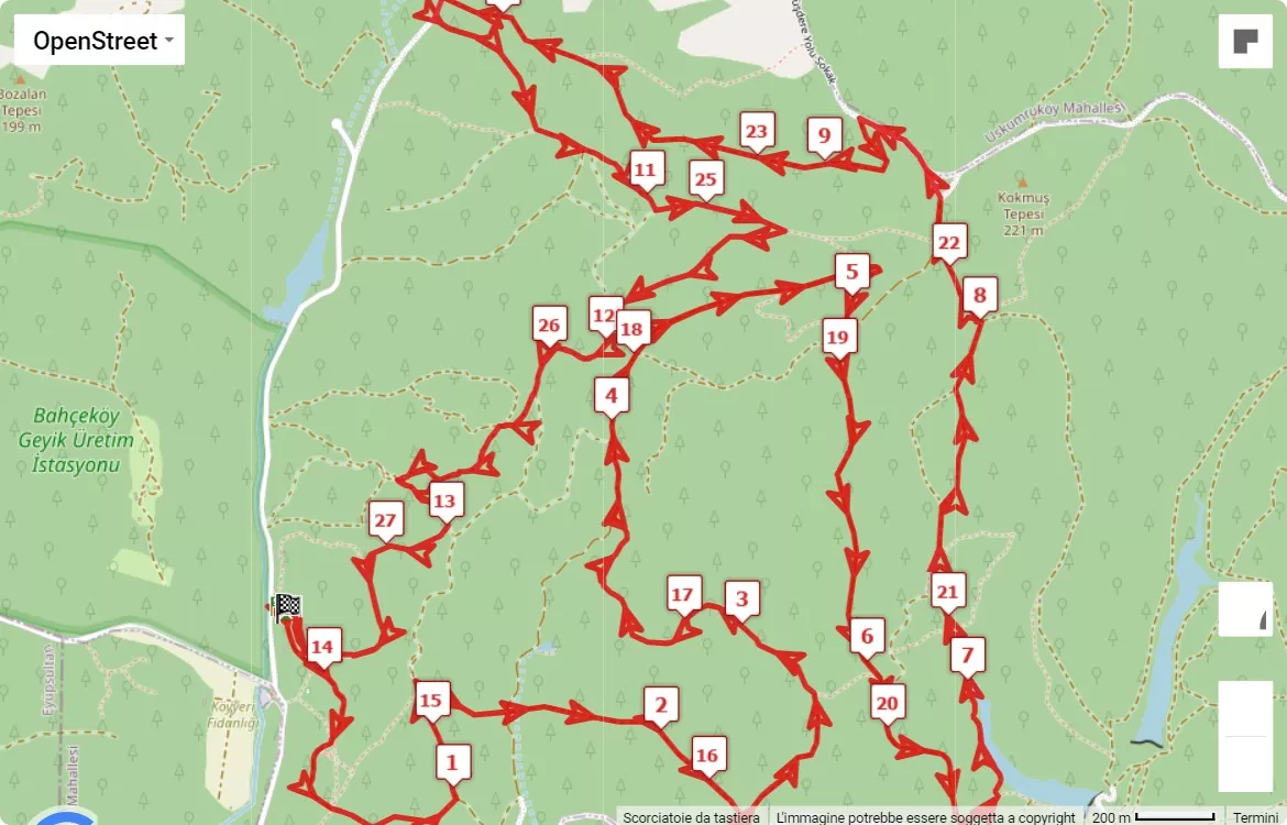 Geyik Koşuları, 28 km race course map