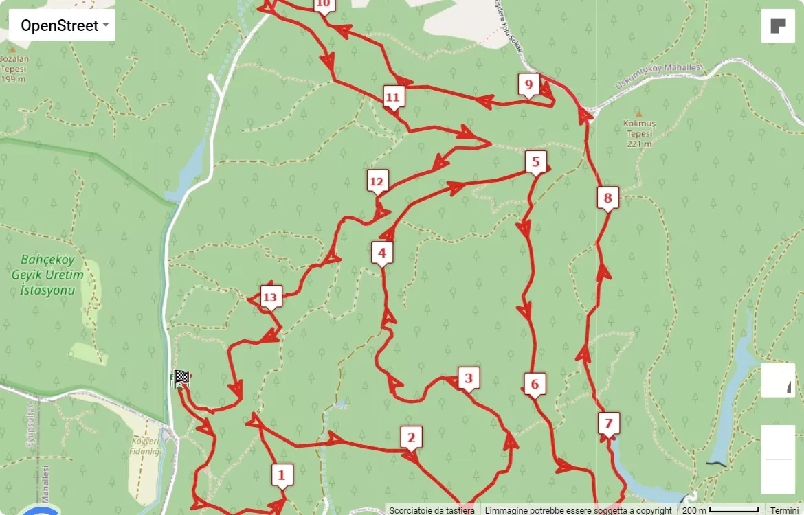 Geyik Koşuları, 14 km race course map