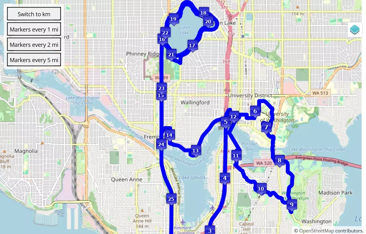 Seattle Marathon race course map