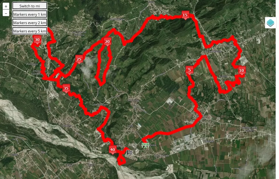 Conegliano Valdobbiadene Prosecco Running Festival 2024, 42.195 km race course map