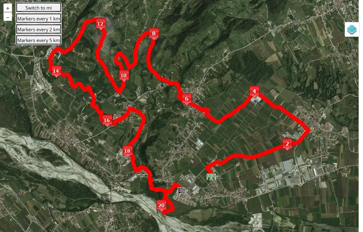 Conegliano Valdobbiadene Prosecco Running Festival 2024, 21.0975 km race course map