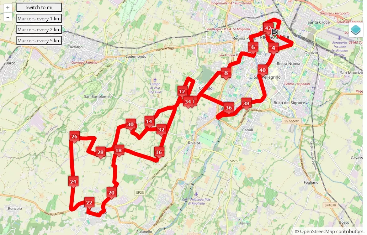 race course map Maratona di Reggio Emilia 2024