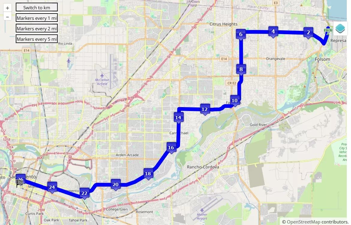 California International Marathon race course map