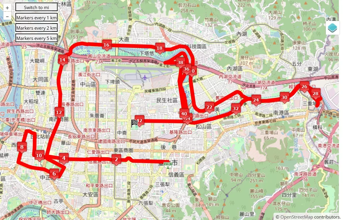 Taipei Marathon 2024 race course map