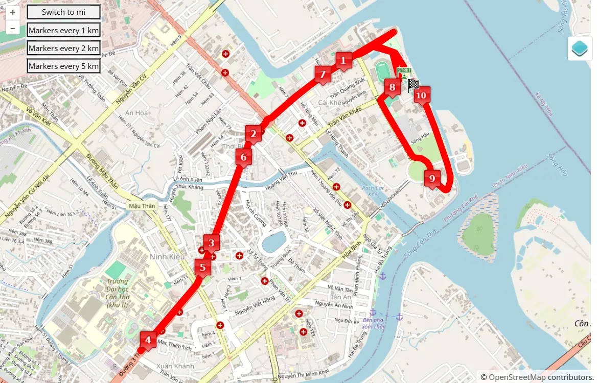 Can Tho Heritage Marathon 2024, mappa percorso gara 10 km