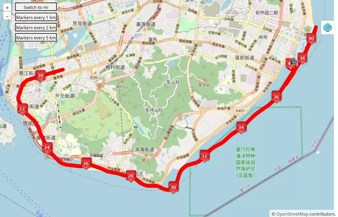 C&D Xiamen Marathon 2025 race course map