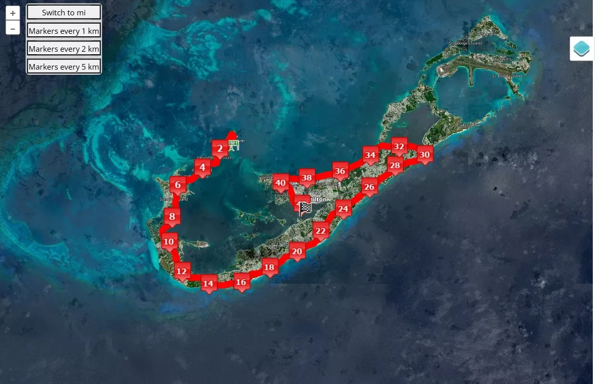 mappa percorso di gara Chubb Bermuda Triangle Challenge 2025