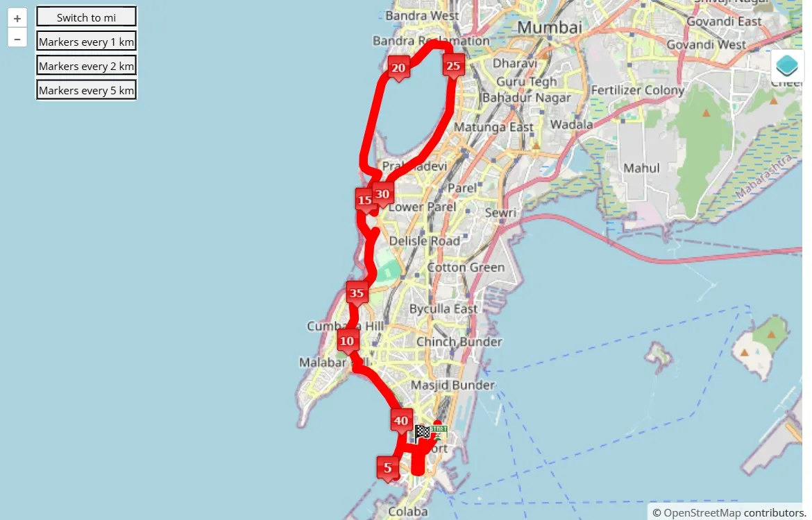 race course map TATA Mumbai Marathon 2025