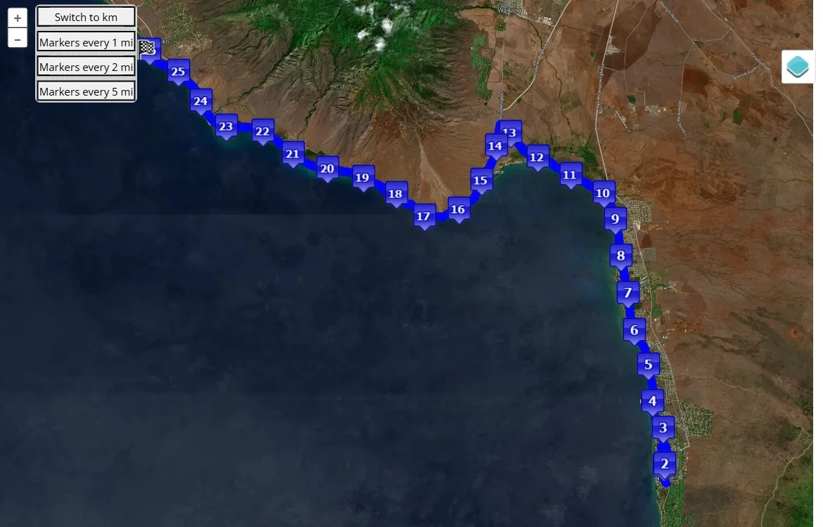 race course map Maui Oceanfront Marathon 2025