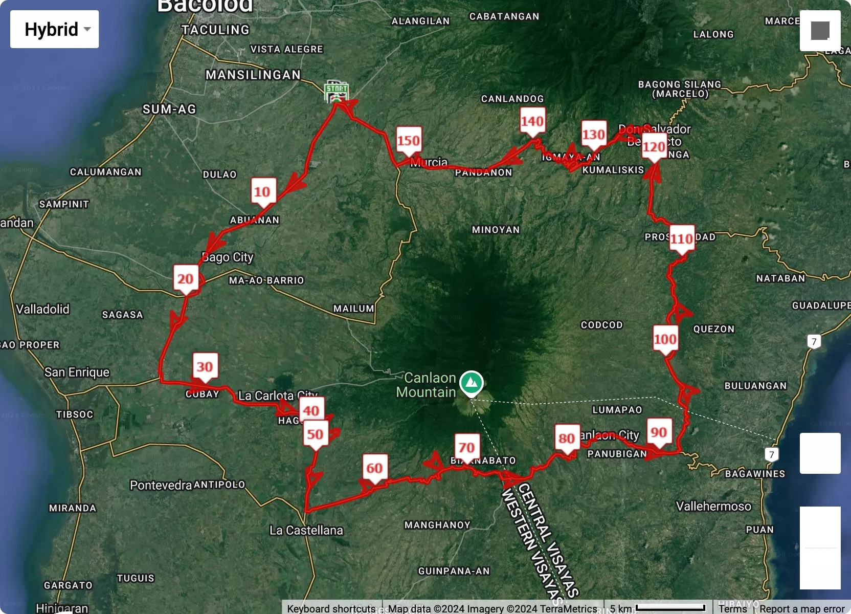 Mt. Kanlaon Fox Loop, mappa percorso gara 160 km