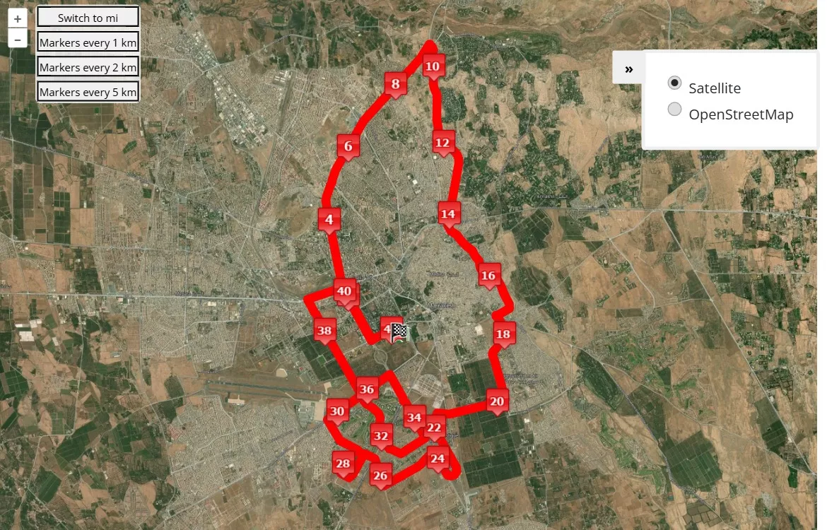 mappa percorso di gara International Marathon of Marrakech 2025