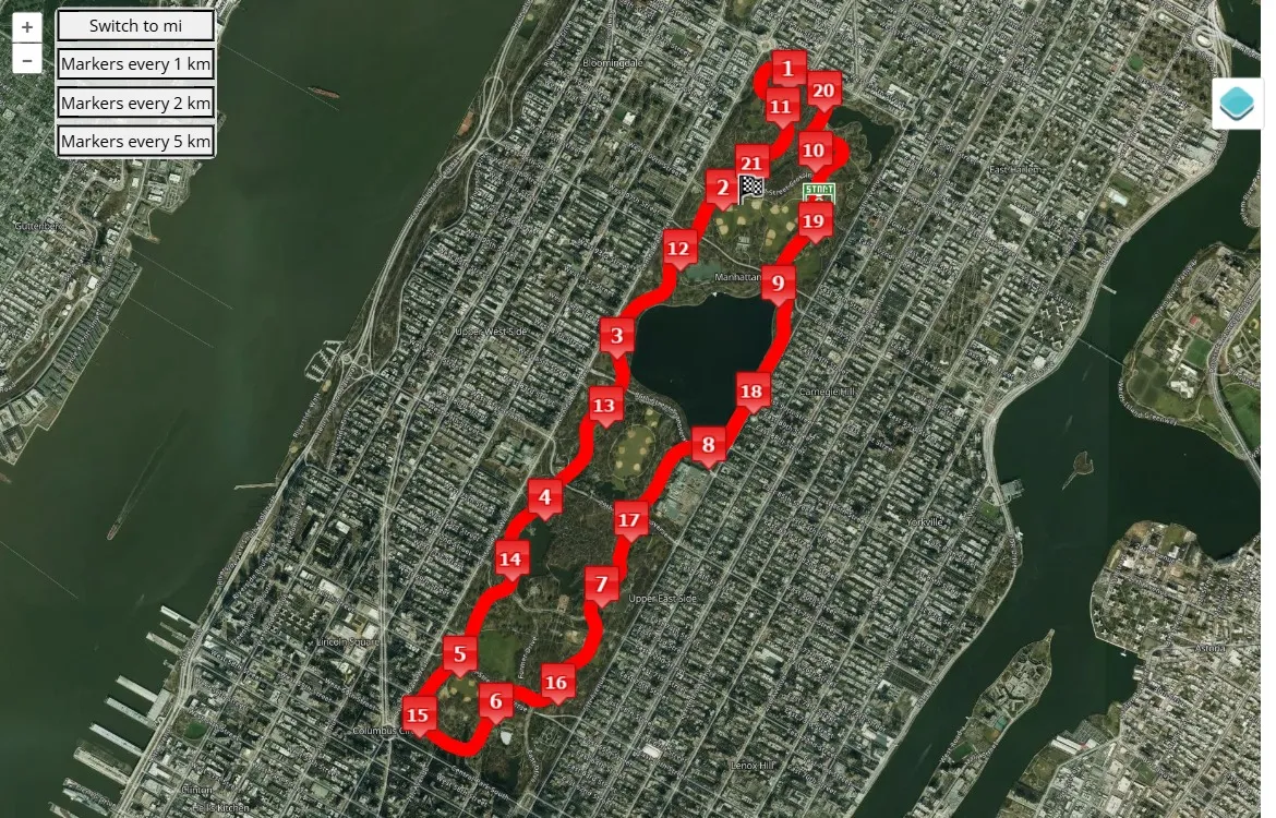 race course map NYRR Fred Lebow Half Marathon 2025