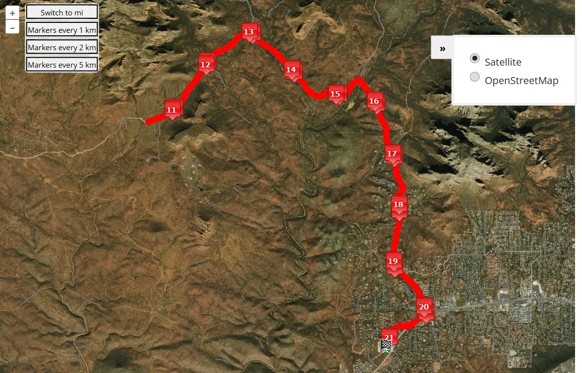 race course map RunSedona 5K/10K and Half Marathon 2025