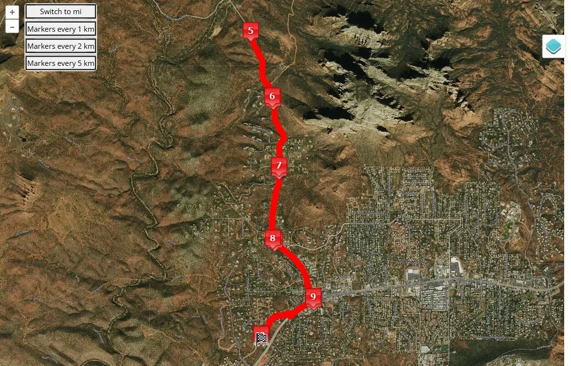 RunSedona 5K/10K and Half Marathon 2025, mappa percorso gara 10 km