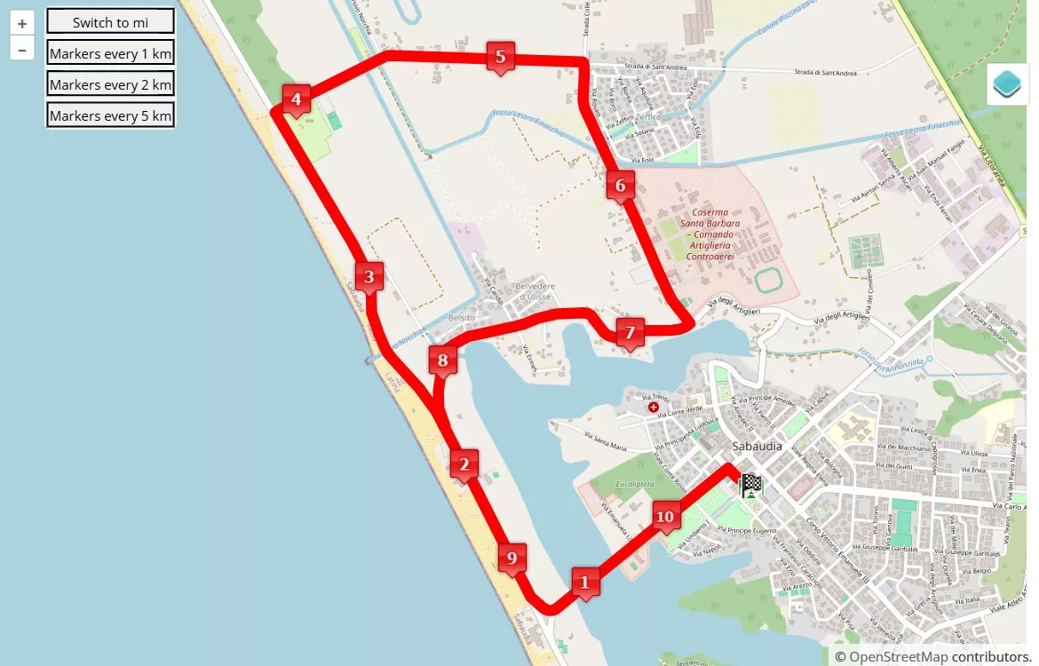 Maratona Maga Circe 2025, mappa percorso gara 10 km