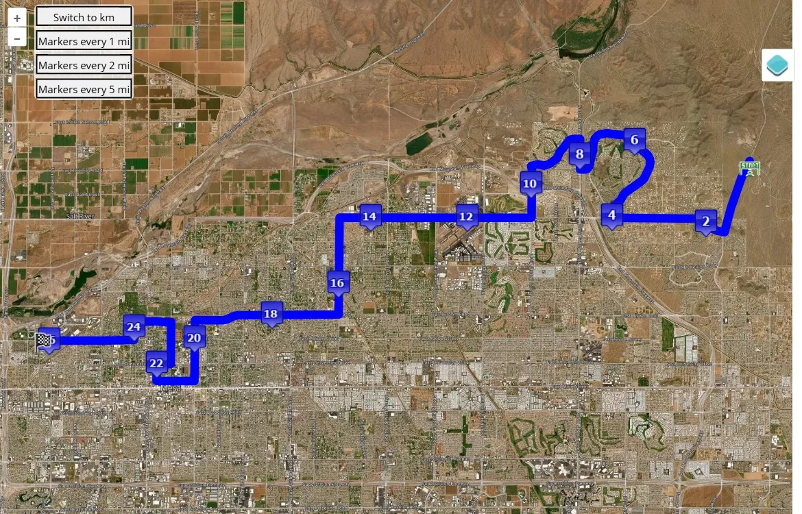 race course map Mesa Marathon 2025