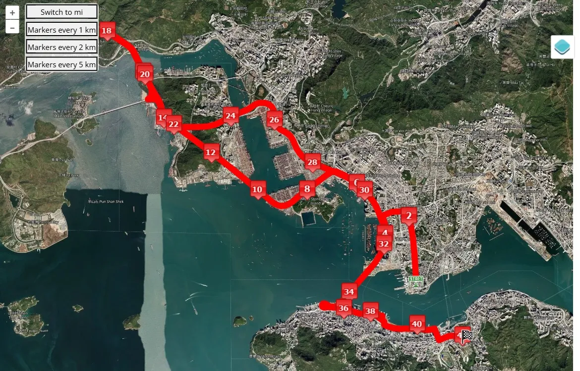 race course map Standard Chartered Hong Kong Marathon 2025