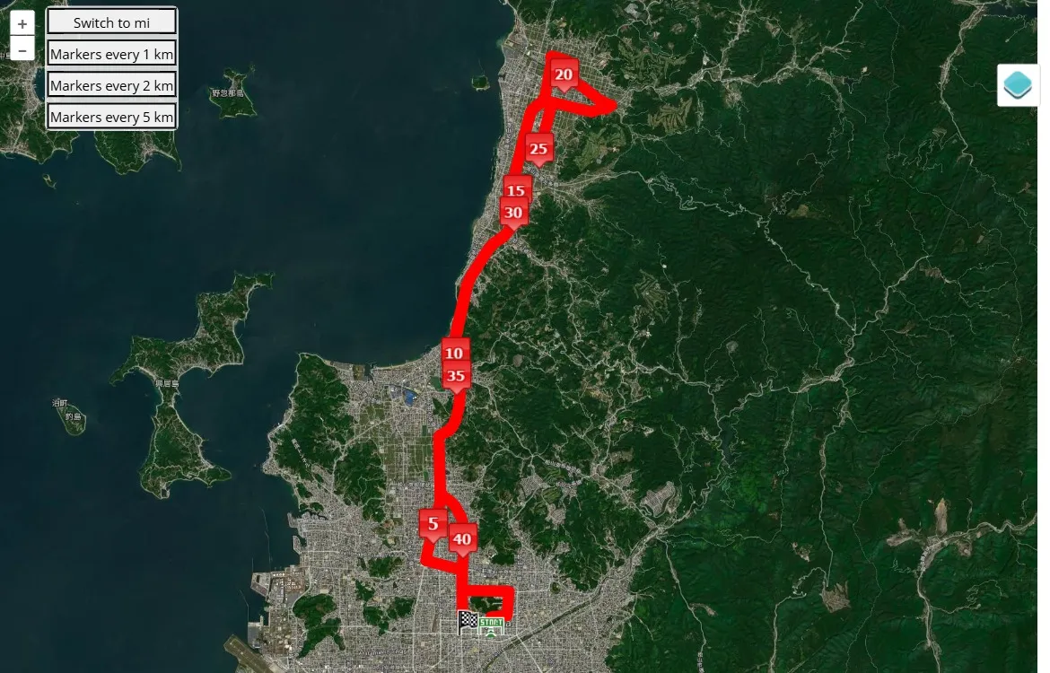 race course map Ehime Marathon 2025