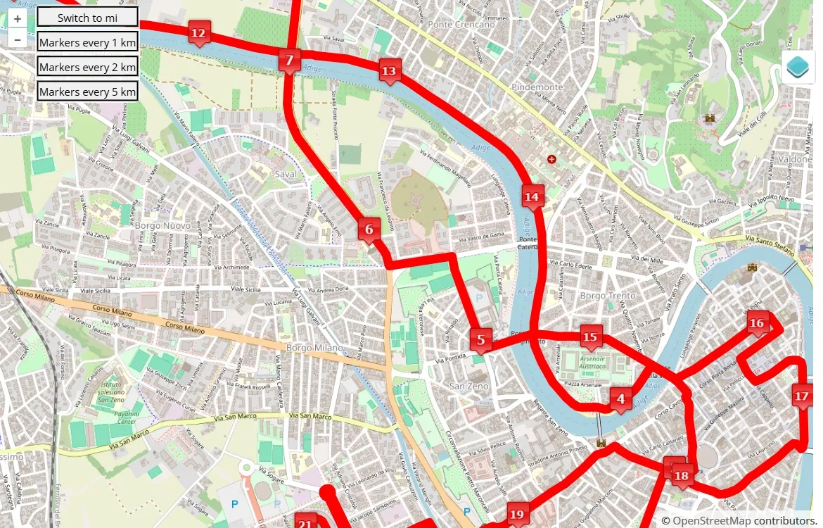 race course map Romeo e Giulietta Run Half Marathon 2025