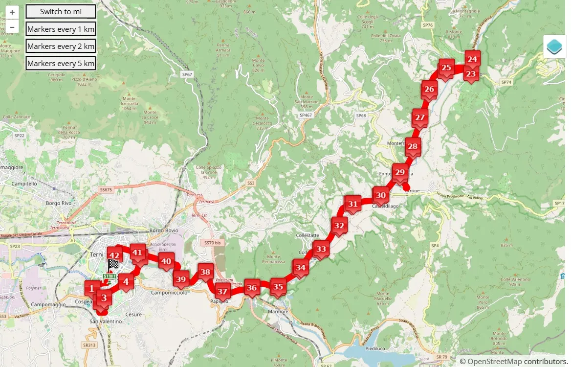 race course map Maratona di San Valentino 2025