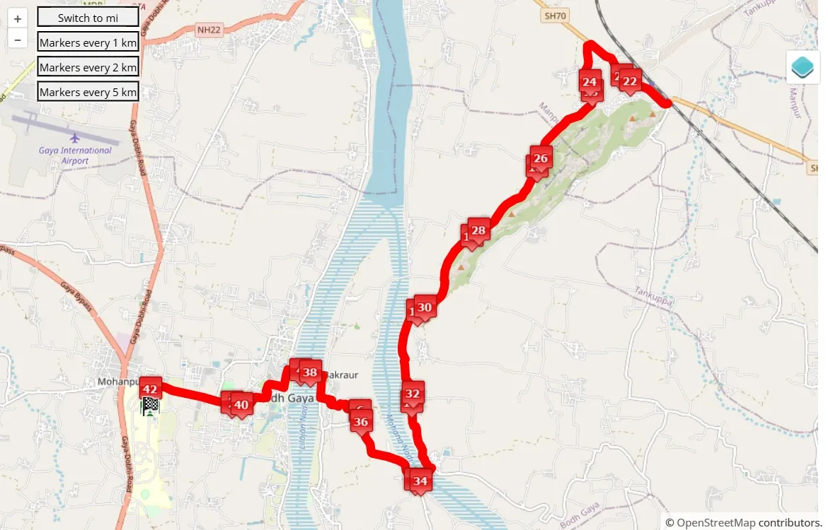 Bodh Gaya Marathon – Run For Global Peace 2025, 42.195 km race course map