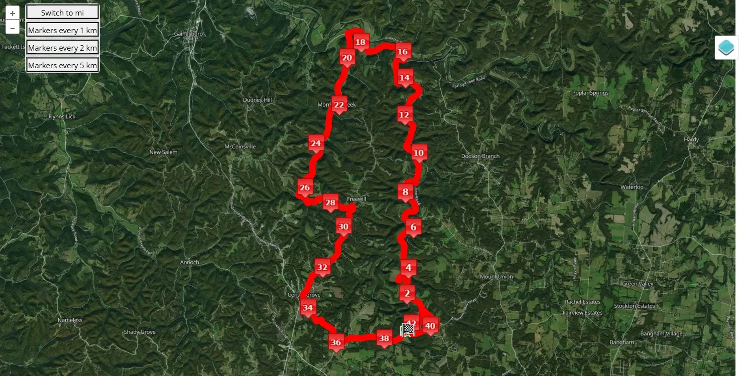 race course map Cummins Falls Marathon 2025