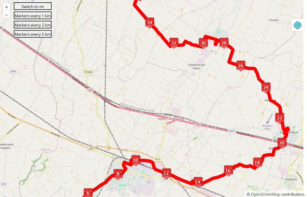 race course map Verdi Marathon 2025