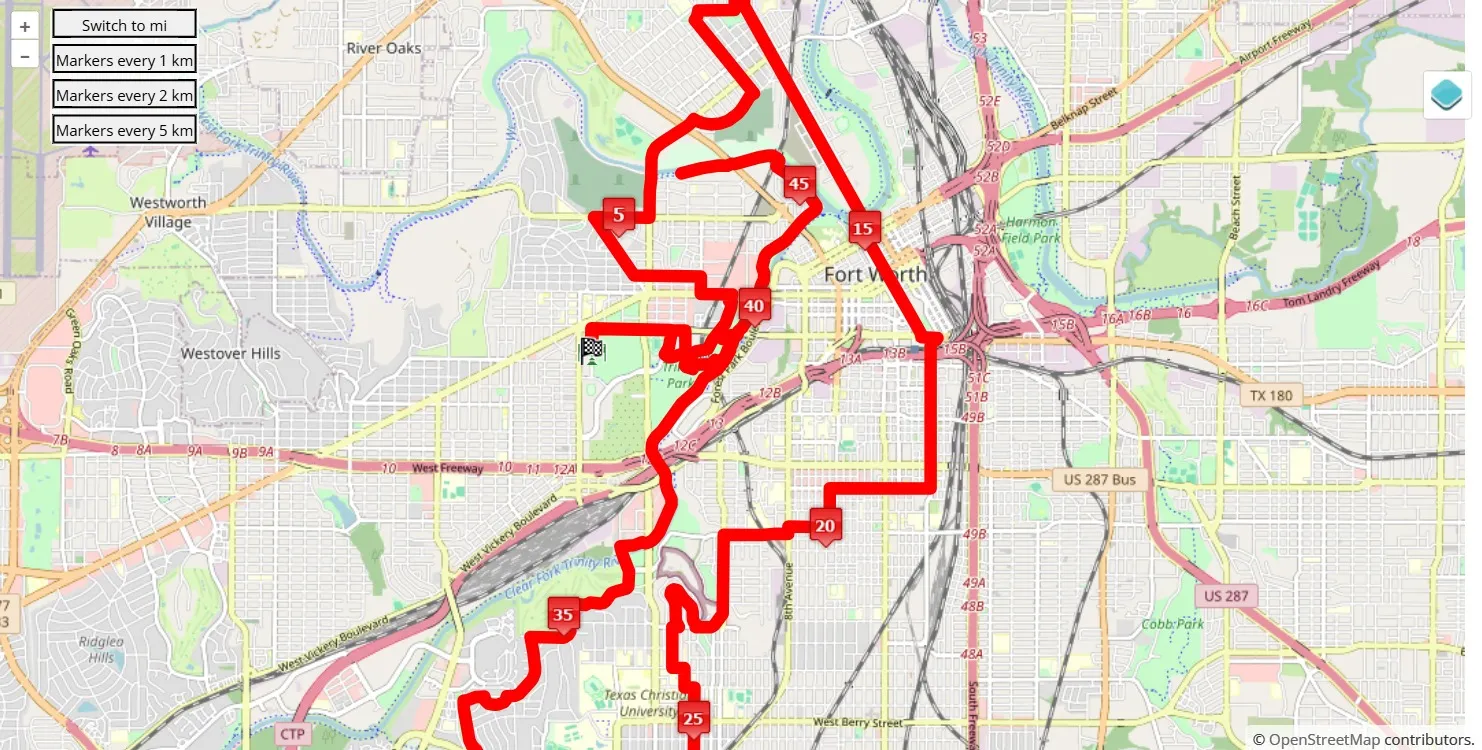 race course map Cowtown Marathon 2025