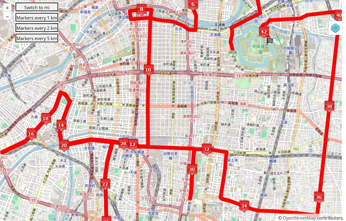 race course map Osaka Marathon 2025