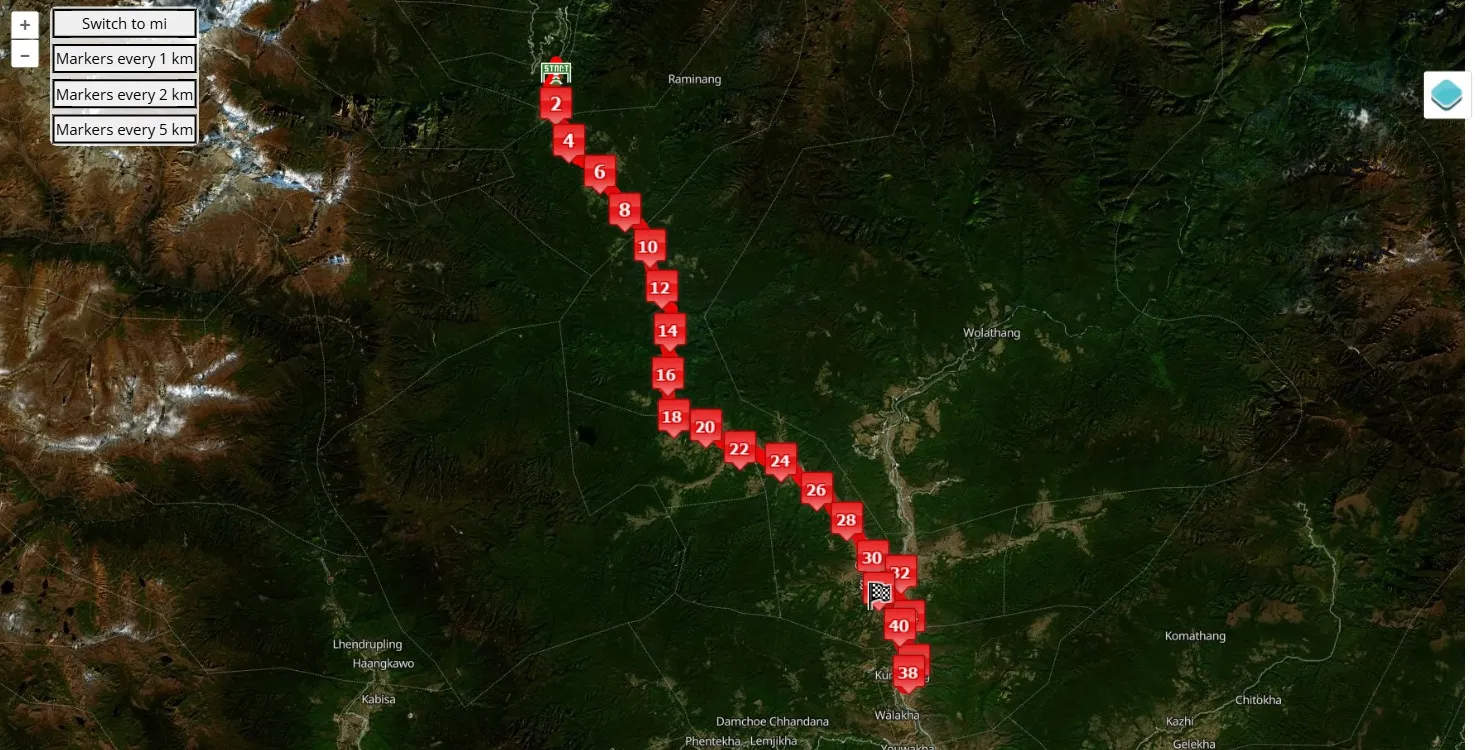 race course map Bhutan International Marathon 2025