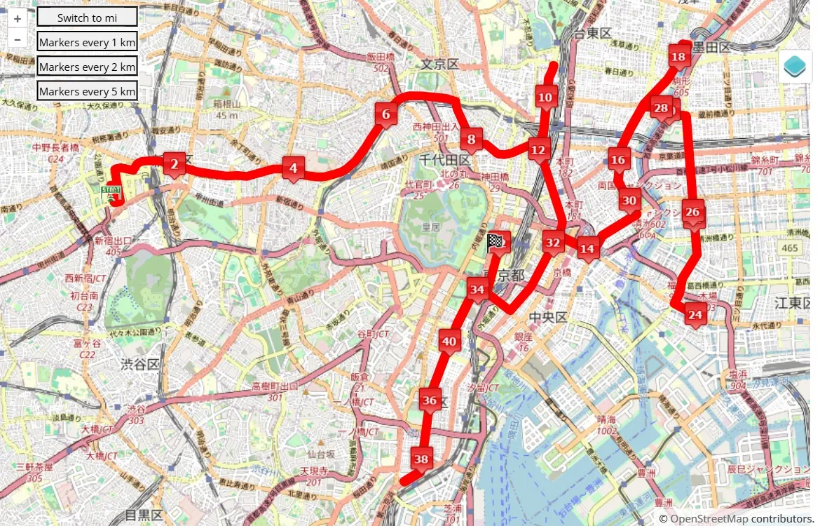 Tokyo Marathon 2025 Marathon course gpx