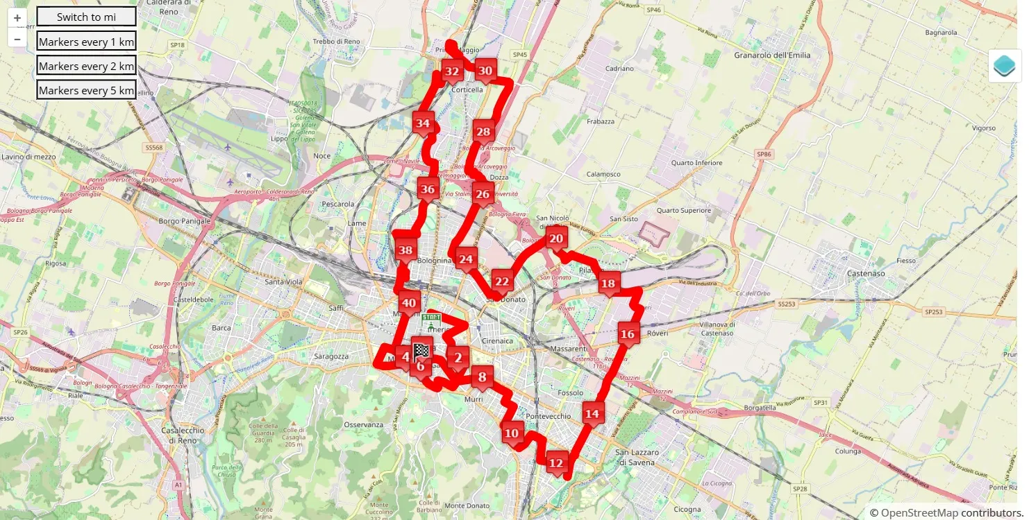 race course map Termal Bologna Marathon 2025