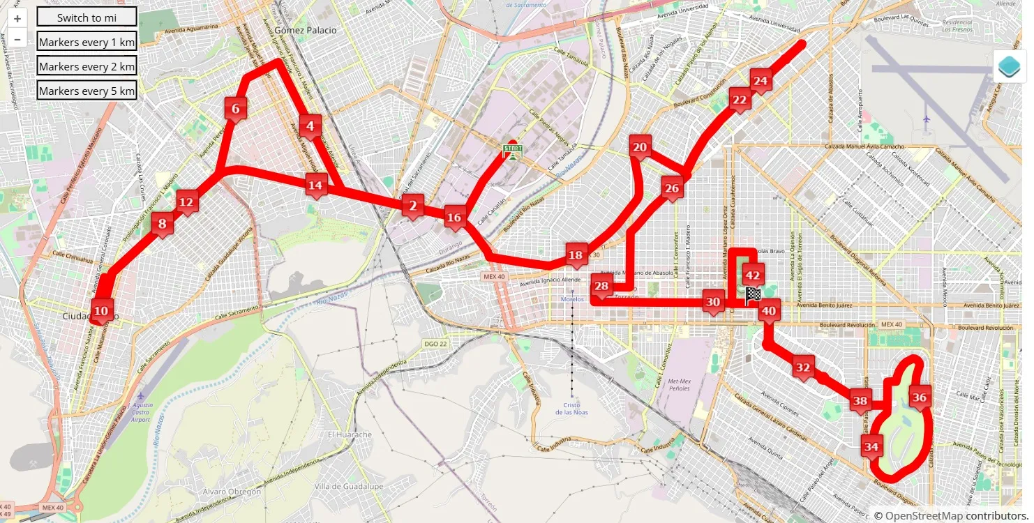 race course map Maratón Lala 2025