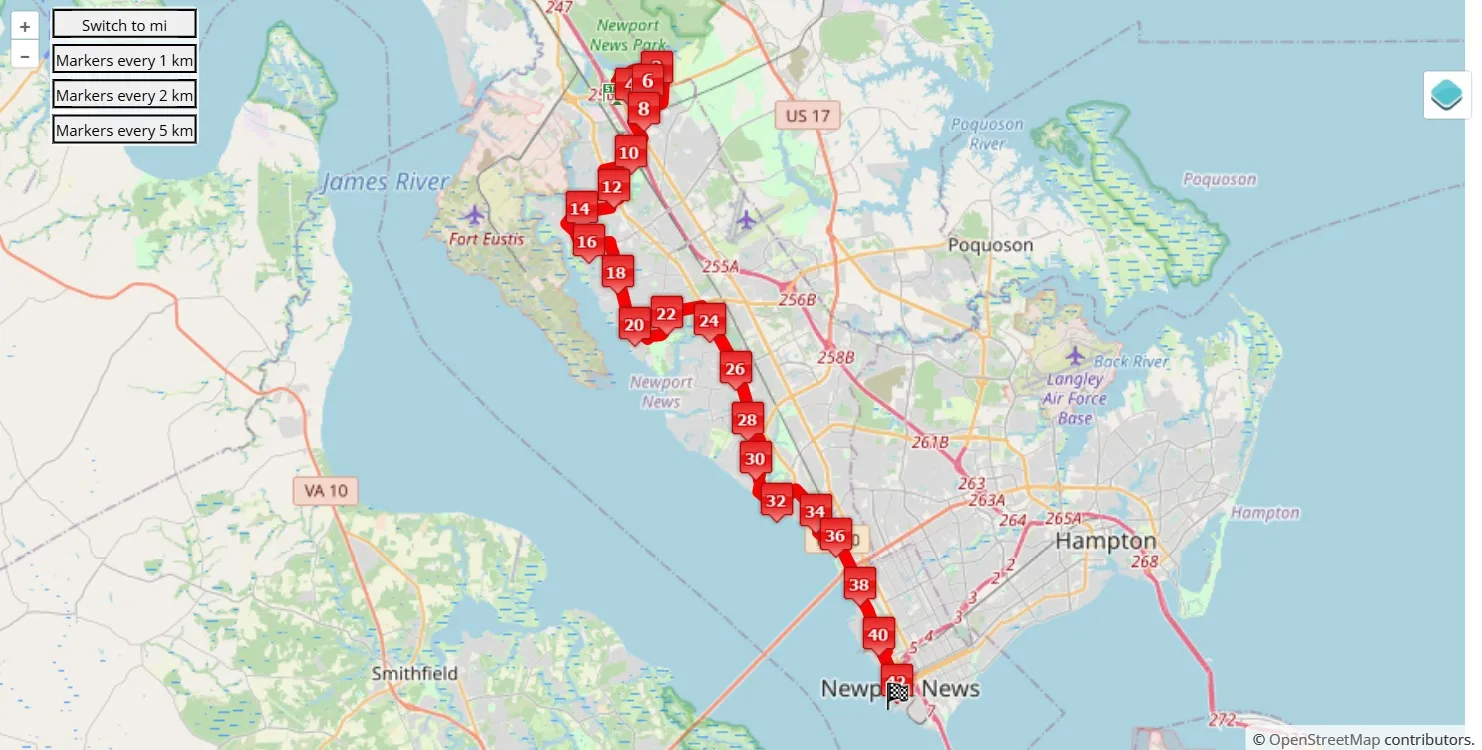 One City Marathon 2025, 42.195 km race course map