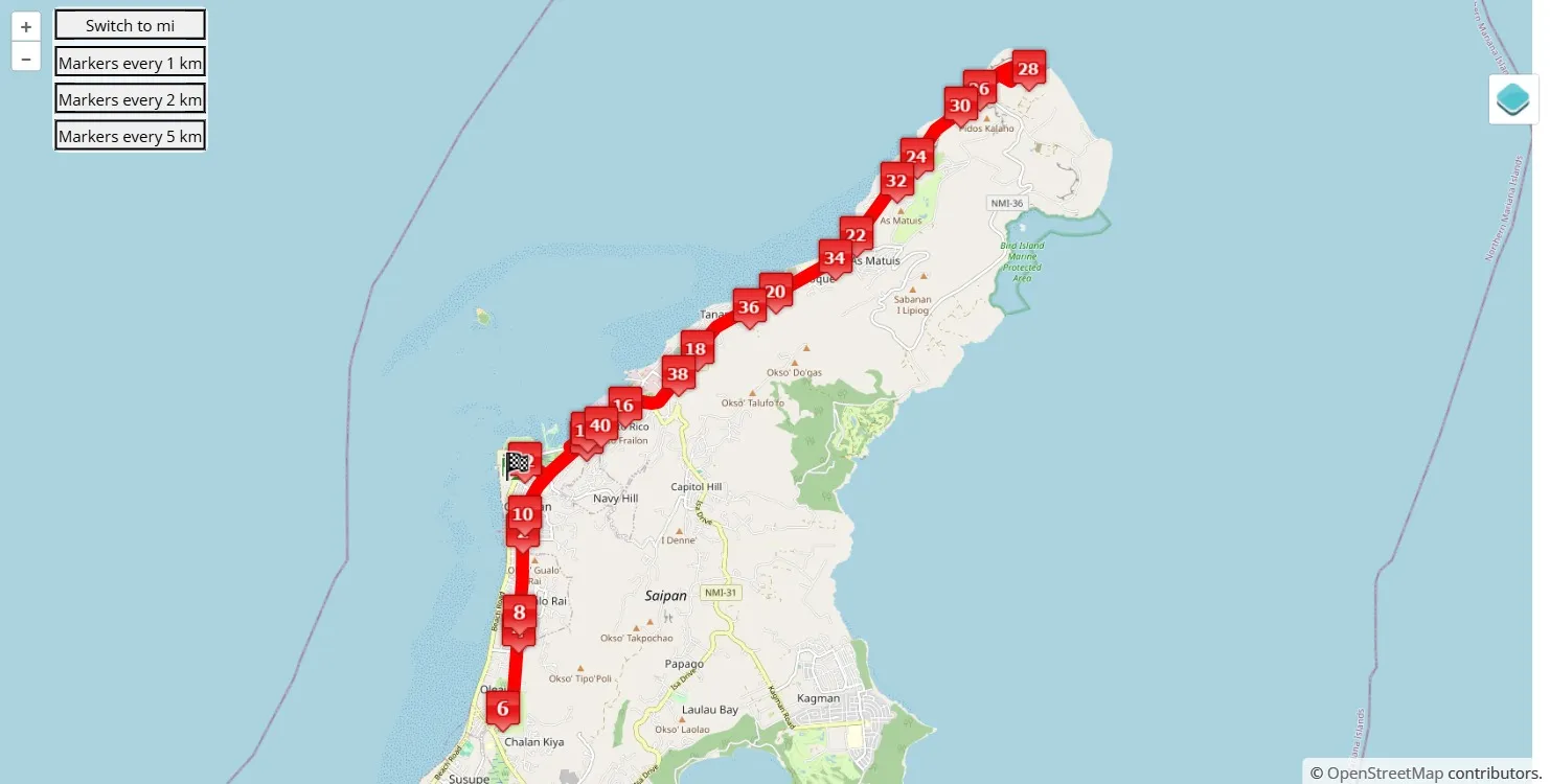 race course map Saipan Marathon 2025