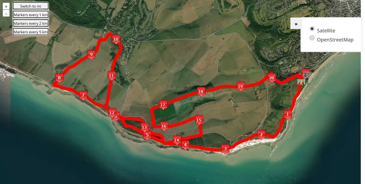 Endurancelife Sussex 2025, 21.0975 km race course map