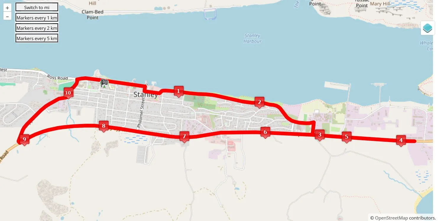 race course map Standard Chartered Bank Stanley Marathon 2025