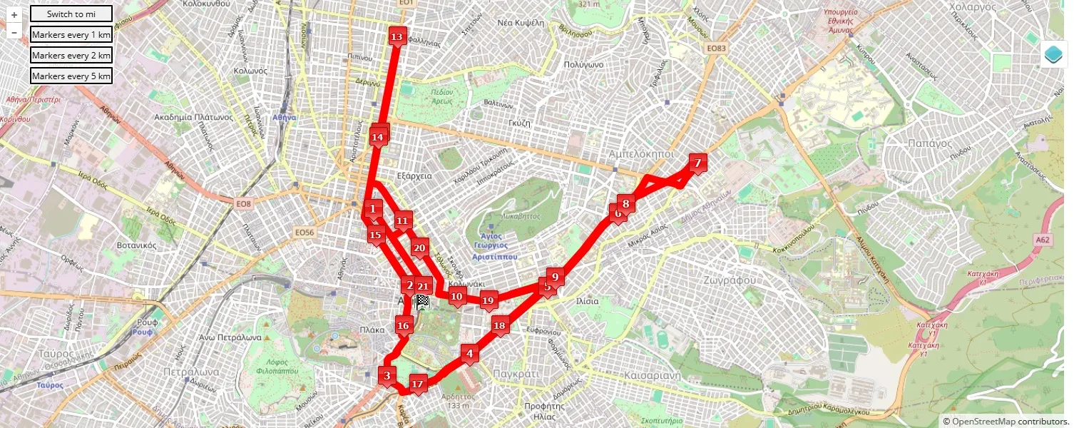 race course map Athens Half Marathon 2025