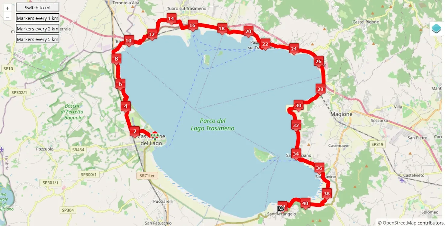 Strasimeno 2025, 42.195 km race course map