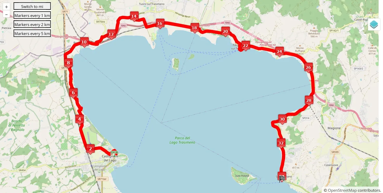 Strasimeno 2025, 34 km race course map