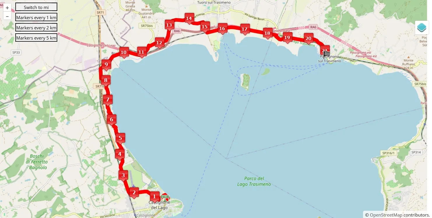 Strasimeno 2025, 21.0975 km race course map